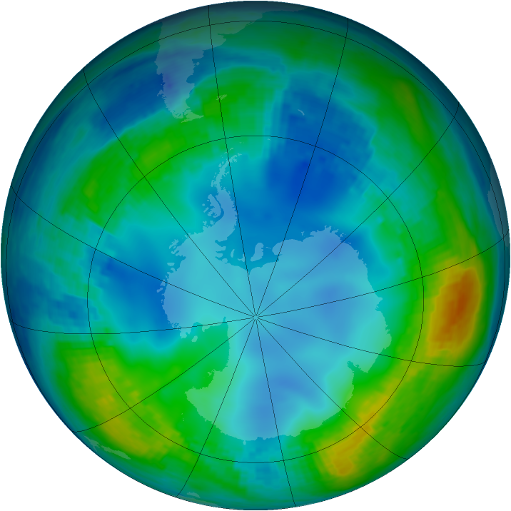 Antarctic ozone map for 23 May 2001